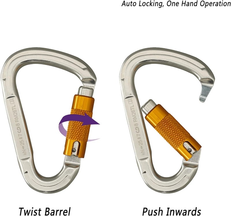 SOB Auto Locking Climbing Carabiner Clips,Heavy Duty Asymmetrical Carabiner Connector Used for Rappelling Gear Rescue Outdoor Projects Dog Leash - Image 2